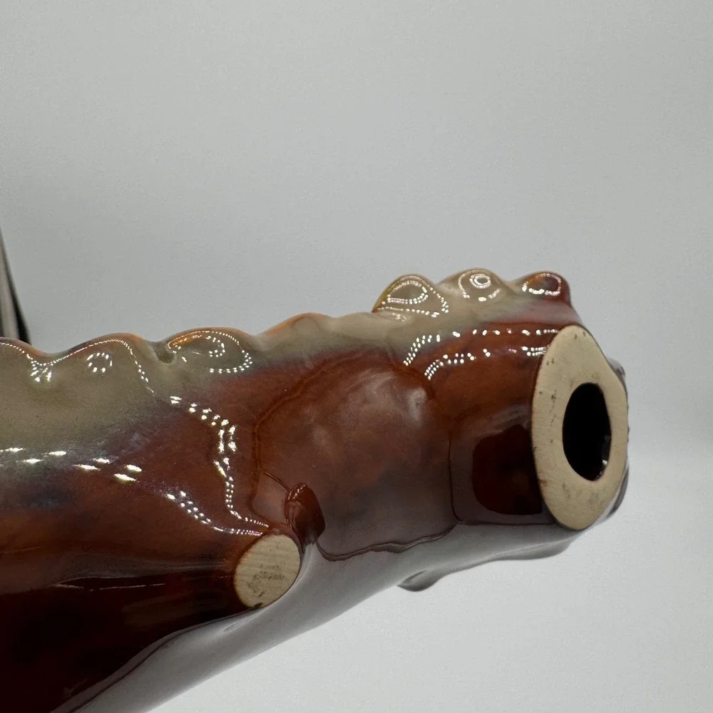 Vintage Ceramic Turkey Spoon Rest 11x5 Autumn Oak Leaf Handle Thanksgiving Food